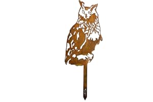 ‎GZLVSOW GZLVSOW Corten-Stahl Gartendekoration Rostige Gartenschale, rostige Gartentierdekoration, Rost-Dekoration für den Garten (Eule)