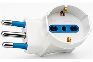 PROMETEO ELECTRONICS Adattatore angolare salvaspazio Schuko spina 3 poli 16A a presa Schuko/trivalente 10/16A Max 1500W