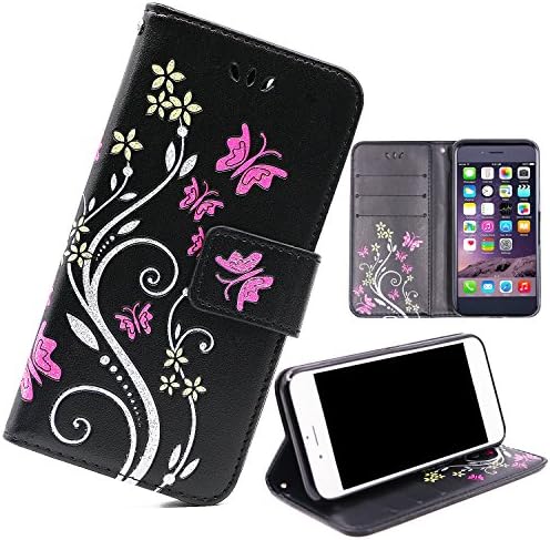 TSAOYA iPhone Wallet Case with [4 Card Slots] [Magnetic Closure] [Kickstand] [Premium PU Leather] Flip Notebook Cover Case Protect for iPhone 8,6,6s,7 (4.7”) / 8P,6P,6sP,7P (5.5”).(iphone 8/7, black)