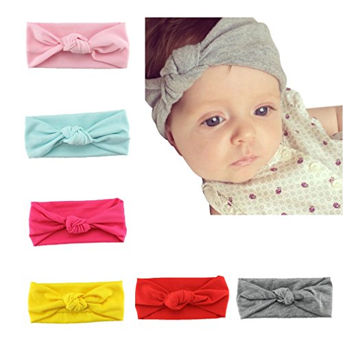 HABI 6 stk mehrfarbig elastisch Haarband Stirnband Fliege Schleife für Baby Mädchen