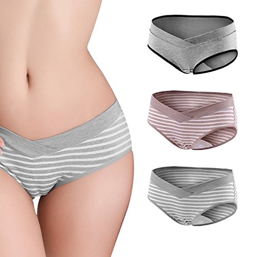 Maternity Underwear, KUCI® Women's Pregnant Briefs Cotton Low-waist U-shaped Maternity Knickers 3Pack