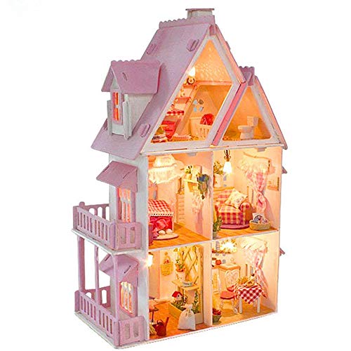 INSN Maison De Quincaillerie, Ensemble De Meubles Miniatures en Bois avec Éclairage LED Magasin De Meubles Créatif pour Cadeau d'anniversaire pour Enfant Et Adulte