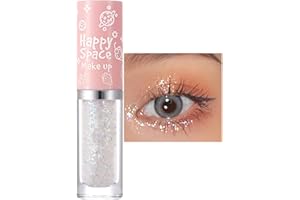 OKAQEE Glitter Eyeshadow - Shimmer White Cream Eyeshadow Stick - Diamond Liquid Blendable Sparkly Eye Make-up - Long Lasting Waterproof Highly Pigmented Quick Drying Liquid Eyeshadow (White Broken Diamond)