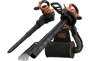Black+Decker 3-i-1 elektrisk lövsugare och lövglas (3 000 watt, med hacksler + uppfällbart lövbrott, 72 l fangsack-ryggsäck