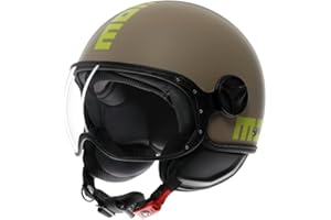 MOMO DESIGN MOMODESIGN - FGTR Classic E2206, Casco Jet Moto Homologado ECE, Scooter Abierto, Ligero Con Visera, Para Hombres y Mujeres, Matt Sand/Lime, XL