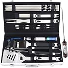 ROMANTICIST 20pcs Edelstahl Grillbesteck Set im Aluminium-Koffer, BBQ Grill Zubehör Set fürs Camping – Bild 1