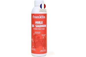FRANKLIN – Huile de Saumon pour Chien - Complément Alimentaire – Riche en Oméga 3 et 6 – Soins Peau, Pelage et Articulations – 100% Naturelle – 250 ML