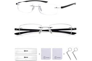 TERAISE 2Pack Lunettes de lecture sans monture pour hommes femmes, lunettes de lecture bloquant la lumière bleue, lunettes de lecture ultralégères sans monture pour hommes