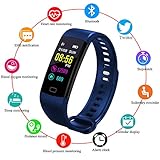 LIGE Fitness Trackers,Outdoor Sportarten Intelligentes Armband Farbdisplay Wasserdicht Sportuhr Mit Pulsmesser Schlafüberwachung Aktivitäts Tracker Schrittzähler Blau Sport Armband Für Android/iOS