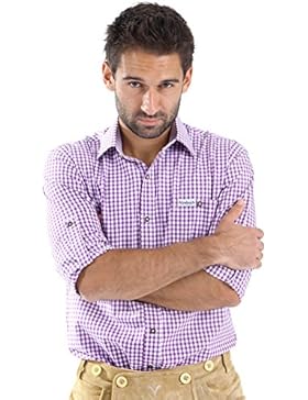 Almbock Trachtenhemd Herren Kariert | Slim-Fit Männer Hemd in Vielen Karo Farben | Hemd Aus 100% Baumwolle in...