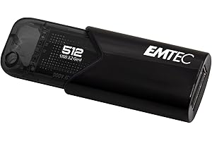 EMTEC - Clé USB Gamme B110 Click Easy 3.2, 512Go - Flash Drive Compatibilité Universelle - Très Rapide - Lecture 20Mo/s et Écriture 10Mo/s - Éco-Design - Noir