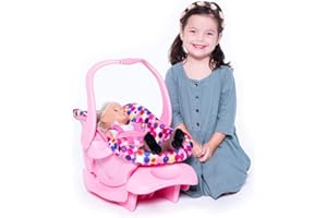 Joovy Fotelik samochodowy, akcesoria dla lalek, meble dla lalek, różowe kropki