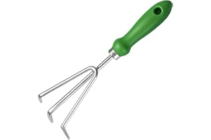 LIVELYPET Râteau de jardin, motoculteur, griffe en acier inoxydable avec poignée ergonomique, râteau à arc, fourche de jardin, cultivateur, idéal pour le jardinage, la culture, l'ameublissement du sol, la
