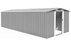 vidaXL Capanno da Giardino in Metallo Grigio 257x597x178 cm Casetta Attrezzi