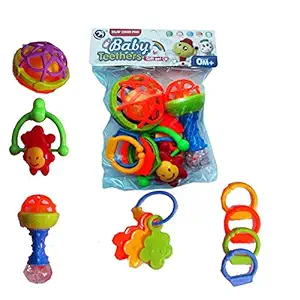 Jack Royal Colorful Toddler Toys Baby Rattles Toys & Plush Rings | Attractive New Born Rattle Teether Toy Set | Kids Toys