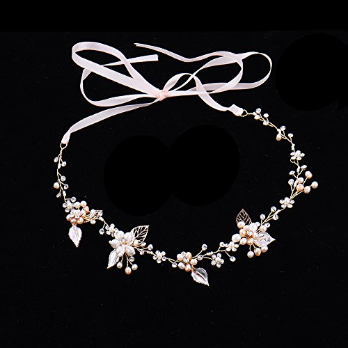 Haarschmuck von Oshide Blättern und Blumen Weiß Perlengirlande mit Strass Braut Braut Haarschmuck - 2