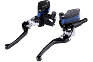 EVGATSAUTO Maestro de embrague hidráulico, par de palanca de cilindro maestro de embrague de bomba de freno hidráulico de motocicleta CNC de 22 mm ajustable(Negro)