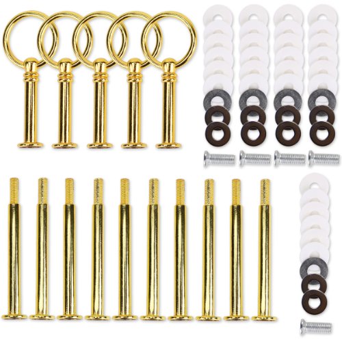 5 Set golden Farbe rund Motive mini Metallstange Mittellochausstech 2 bis 3 Etage Etagere für Hochzeitstorte Tortenständer Tortenhalter Torten - 5
