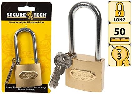 50mm Heavy Duty Steel Long Shackle Padlock Spare Keys D Wide Garage Shed Gate
