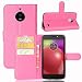 Produktbild JBTec® Flip Case Handy-Hülle BOOK #M30 zu Motorola Moto E4/Plus - Handy-Tasche Schutz-Hülle Cover Handyhülle Bookstyle Booklet, Farbe:Pink, Modell:Motorola Moto E4