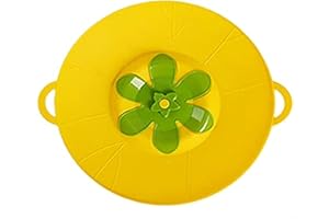 QIANDERER 1Pc Spill Stopper Silicone Lid Cover ,Boil Over Spill Stopper, Overflow Stopper Lid Cover for Pans and Pots Boil Kitchen Over Safeguard, Multi-Function Tool For Kitchen (Yellow)