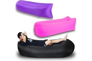 ReTaaj Portable Inflatable Lazy Air Bed Lounger Couch Chair Sofa Outdoor Camping Mattress Picnic Beach Bean & Bag Waterproof 240 x 70cm (Pink)