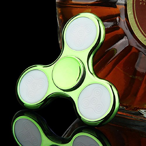 Hand Spinner LED Licht Fidget Hand Spinner Finger Spielzeug EDC Focus Gyro Spielzeug (Grün) - 3