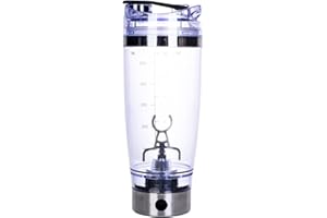 Maizoon Elektrischer Shaker USB Wiederaufladbarer Edelstahlbecher Vollautomatischer Mixbecher Doppelskala Standard klar 600ml große Kapazität Proteinpulver Muskelaufbau Pulver