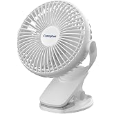 Crompton Siro Rechargeable Clip Fan 100MM | Safety Grill Design (White)