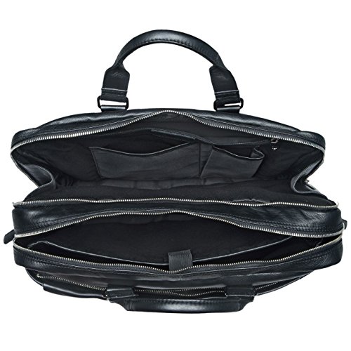 STILORD  Nico  Vintage Umh  ngetasche Leder Herren Damen 15 6 Zoll Laptoptasche gro   Aktentasche Arbeit B  ro Uni echtes Rindsleder  Farbe schwarz