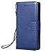 Produktbild Sony [Xperia Z5 Compact] 4.6" Lederhülle, Docrax Handy Hülle Leder Klappbar Brieftasche Schutzhülle mit Kartenfach Magnetisch Stoßfest Handyhülle Flip Case für Sony Xperia Z5 Compact - DOKTU47459 Blau