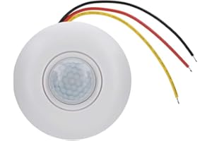 Topiky 12V 360° Infrared PIR Motion Sensor with Time Delay for Corridors/Bathrooms/Basements/Garages