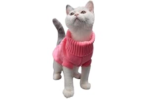 Doublehero Haustier Kleidung Herbst Winter Strickpullover Kostüm Jacke Mantel Rollkragen Warm Hundebekleidung Katze Kleiner Hunde Pulli Hemden Shirts Niedlich Haustierkleidung (M, Rosa)