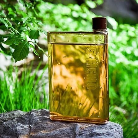 HzDirect A5 Memo Paper Bottle Flat Portable Notebook Water Bottle BPA Free for School Activity Outdoor Sports (coffee)