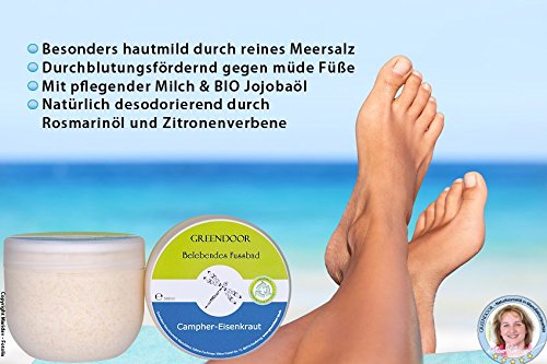 Greendoor Fussbad Campher-Eisenkraut 500ml, mit BIO Jojobaöl, Meersalz & Milch, Naturkosmetik - 3