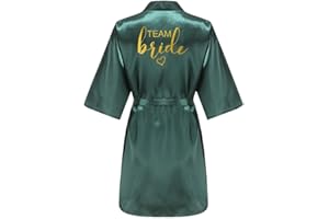 JPHCHSC Damen Brautjungfern Roben Kimono Badmantel Braut Morgenmantel Kimono Kurz Bademantel Satin Robe für Hochzeit Party Pool Party und Pajama Party