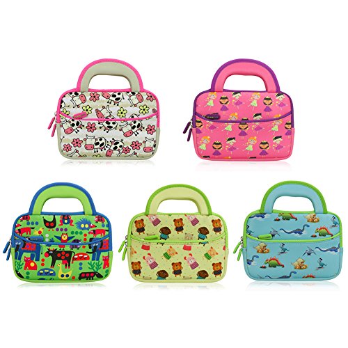 Tablet Tasche | Evecase Neopren Zuckersüß „Prinzessin Party“ Kinder Tablet Schutzhülle mit Handgriff für Tablets in 7 – 8 Zoll – Pink / Lila XS - 8