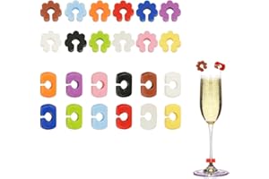 LICHUANUK Glasmarker, Glasmarker Silikon, 24 Stück wiederverwendbare gemischte Farbe Cup Charm Weinglas Ring für Weinglas, Sektglas, Cocktailglas, Martiniglas, Trinkglas