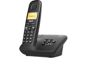 Gigaset A270A - Cordless DECT Telephone with an Answering Machine - Handsfree Handset - Illuminated Graphical Display and Keypad, Black [UK Version]