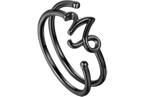 JEWMON Adjsutable Zodiac Sign Capricorn Ring for Women Girls Boho Ring 925 Sterling Silver Black Gold Plated Horoscope Astrology Ring Birthday Jewellery Ring FR0002M-K