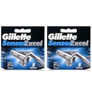 10 Blades Gillette Sensor Excel Razor Blades Cartridges Refill (5 Blades x 2 Pack)