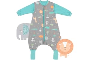 SCHLUMMERSACK Sacco nanna con aperture per i piedi, per tutto l’anno, 2,5 Tog, unisex con elefanti, disponibile in 5 taglie diverse