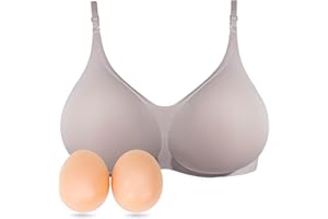 Lervanla Silicone Breast Form For Crossdressers Fake Breasts Wireless Mastectomy Bra with Pockets for Breast Enhancers