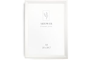 Artower® Bilderrahmen Vintage Weiß Holz Rahmen für DIN A4 21 x 29,7 cm | Posterrahmen Groß Collage | Picture Frame Vintage White Wood 21x30 cm | Retro Schmal Bilderrahmen | Weiß Poster Rahmen