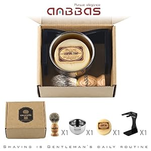 Shaving Set, Anbbas 4IN1 Pure Badger Hair Shaving Brush Solid Manchurian Ash Wood Handle,Black Broken-Resistant Acrylic… - Image 9