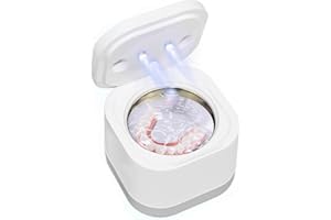 FUNFUNFLY Lavadora ultrasónica para prótesis dentales 25W para calibradores, lavadora de retención ultrasónica para protectores, lavadora ultrasónica 45kHz para todos los aparatos dentales, joyería - blanco