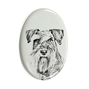 ArtDog Ltd. Schnauzer, Oval Grabstein aus Keramikfliesen mit Einem Bild