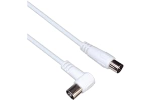 PremiumCord Câble d'Antenne Tv Coaxial 15m, 75 Ohm, Iec Mâle vers Femelle 90°, Blindé - Pour Dvb-C, Dvb-T/T2, 4K UHD 2160p, Full HD 1080p 3D, Couleur Blanc