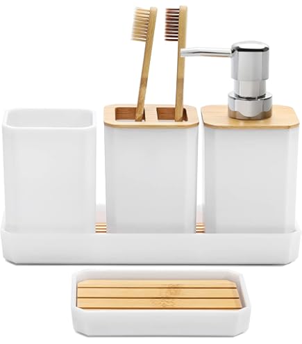 Range Cosmétiques Transparent Set De 3 Boîtes Rangement Salle De Bain - Acrylique Et Bambou - Pour Cotons, Cosmétiques, Accessoires Rangement Salle Bain