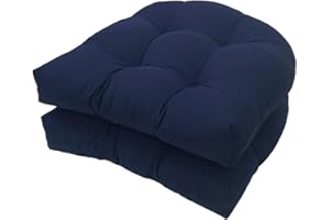 FYHTC 2 Pieces Replacement Cushions U-shaped Cushion Sofa Rattan Chair Cushion California Armchair Sofa Rattan Garden Cushion Seat Pad(Navy blue)